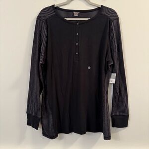Women’s new Eddie Bauer Black and Gray Striped Henley shirt